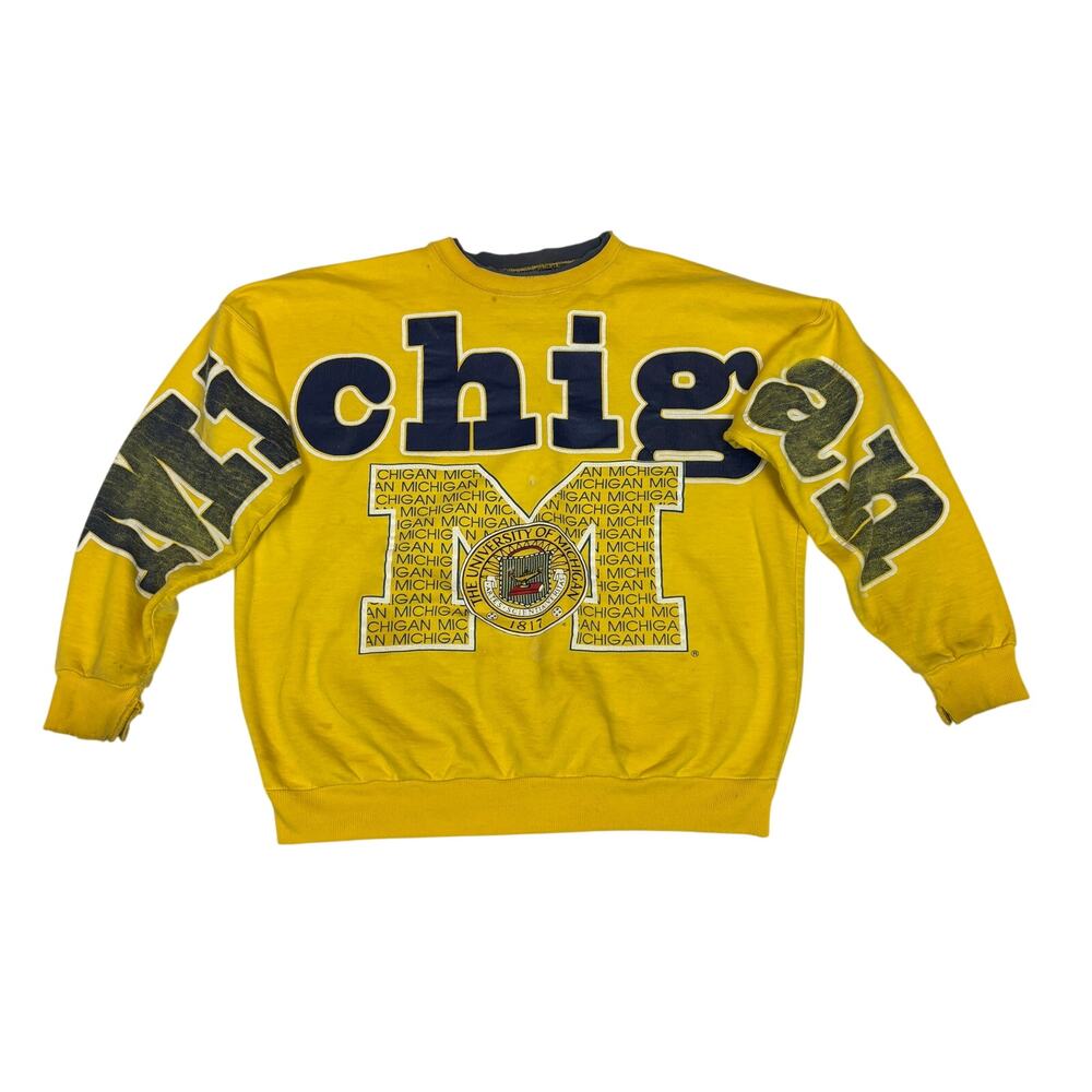 Vintage University of Michigan Spellout Sweatshirt Calhoun Crewneck 80s 90s